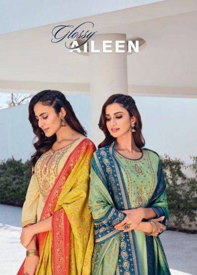 Aileen By Glossy Festive Wear Muslin Embroidered Salwar Kameez Collection